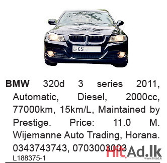 BMW 320d 3 series 2011 Car