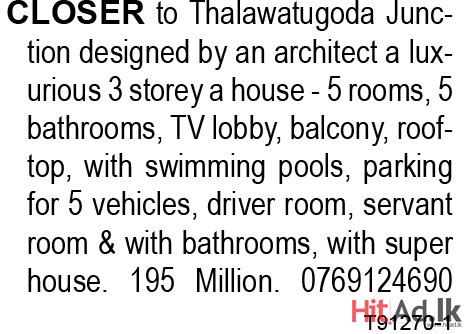 Closer to Thalawatugoda Junction Designed by An Architect