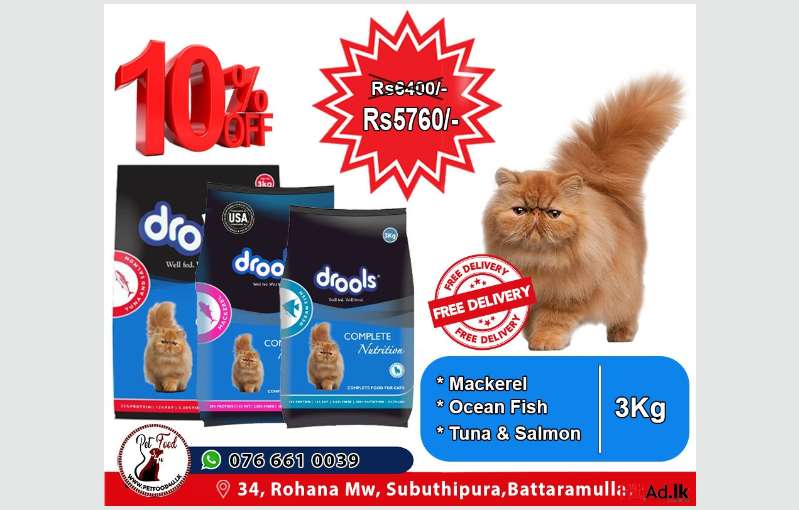 Drools Adult Cat Food 3kg With 10 Discount HitAd.lk