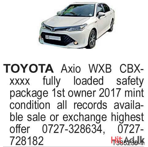 Toyota Axio WXB 2017 Car