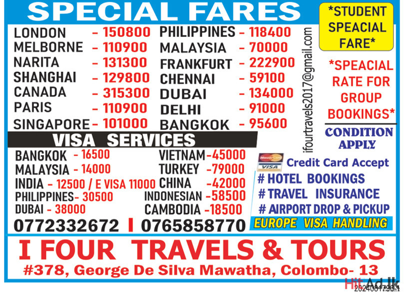 Special Fares *speacial Rate for Group Bookings*