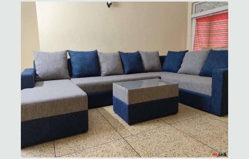 Almost New Crystal Milan U Shape Sofa Set With Free Coffee Table 