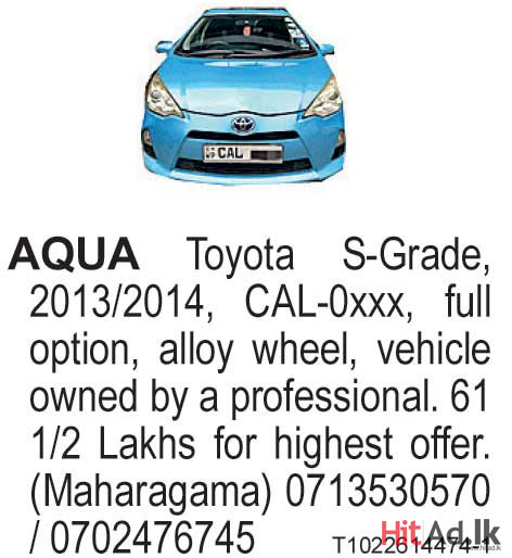 Aqua Toyota S-Grade 2013 Car
