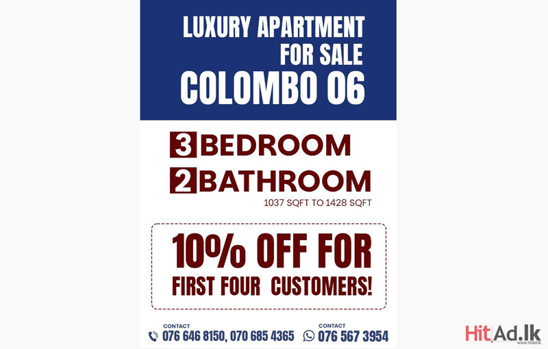 Luxury apartment for sale in Colombo 6