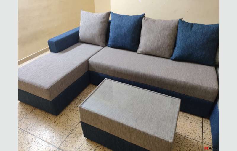 Almost New Crystal Milan U Shape Sofa Set With Free Coffee Table 