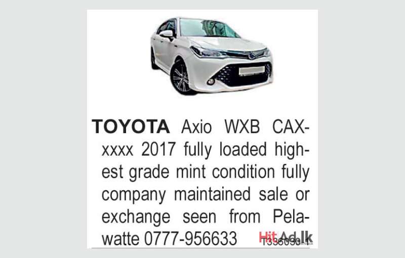 Toyota Axio WXB 2017