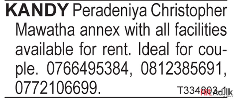 Annex with all facilities available for rent