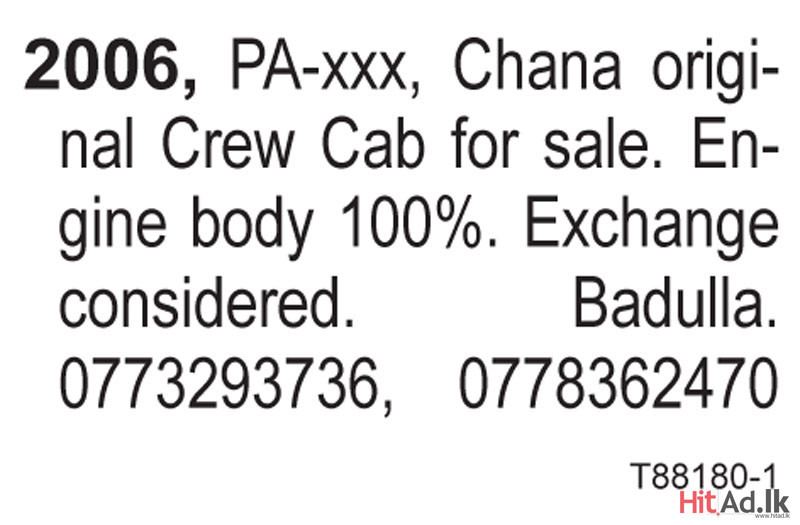 2006, PA-xxx, Chana original Crew Cab for sale