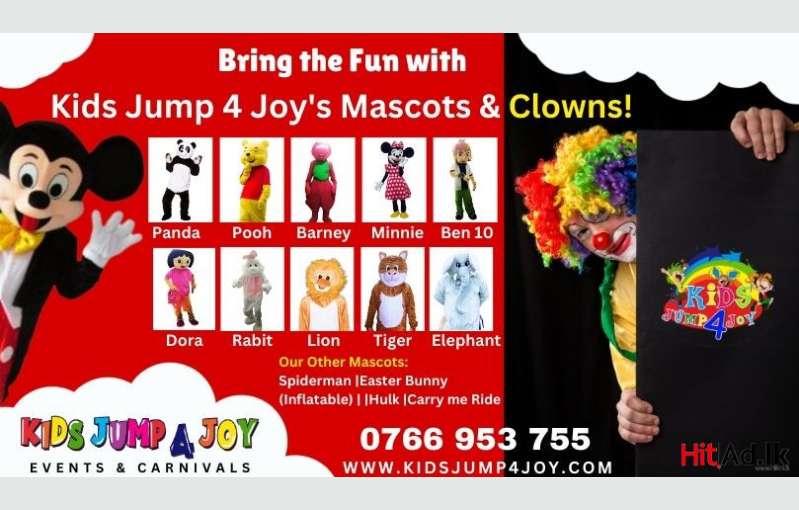 Bring The Fun With Kids Jump 4 Joy's Mascots & Clowns!    