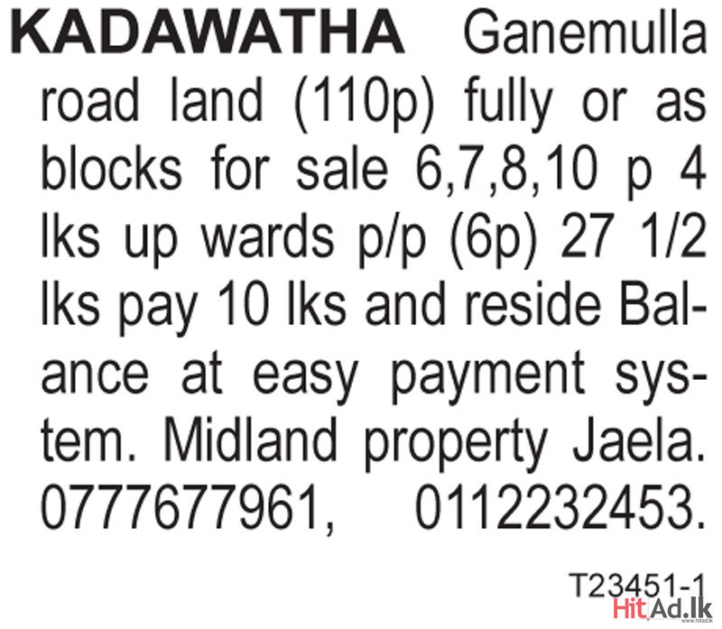 Land (110p) fully or as blocks for sale Property Lands HitAd.lk