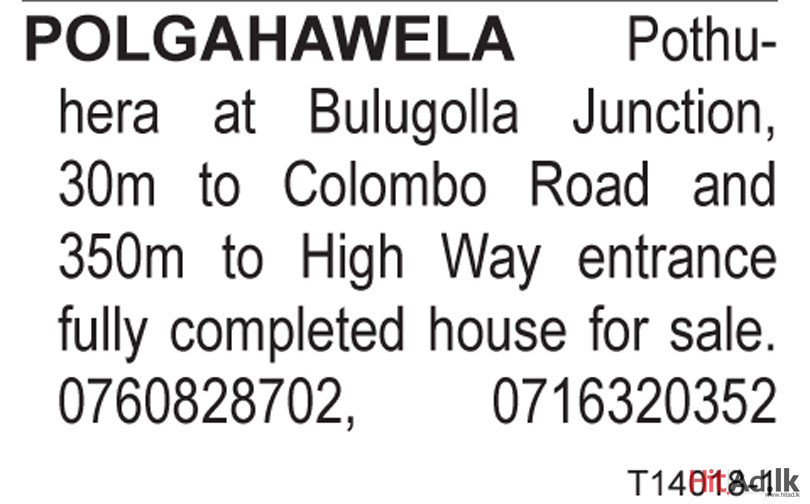 Polgahawela fully completed house for sale Property Houses HitAd.lk