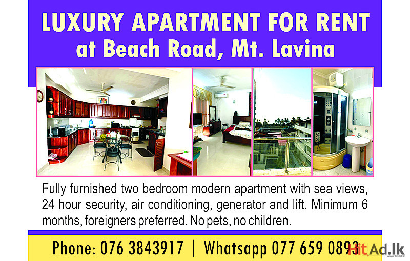 Mt. Lavinia Luxury Apartment for Rent