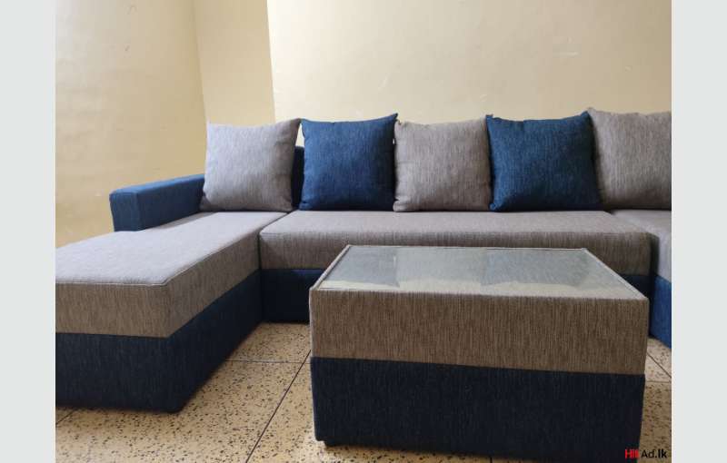 Almost New Crystal Milan U Shape Sofa Set With Free Coffee Table 