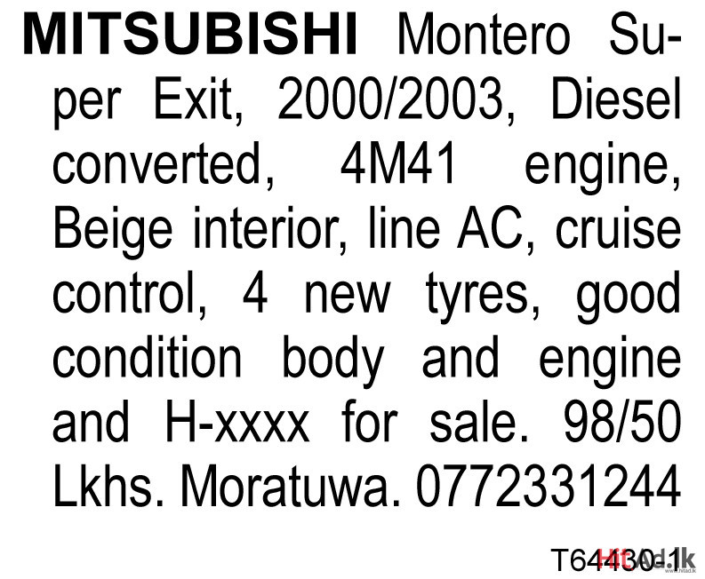 Mitsubishi Montero Super Exit