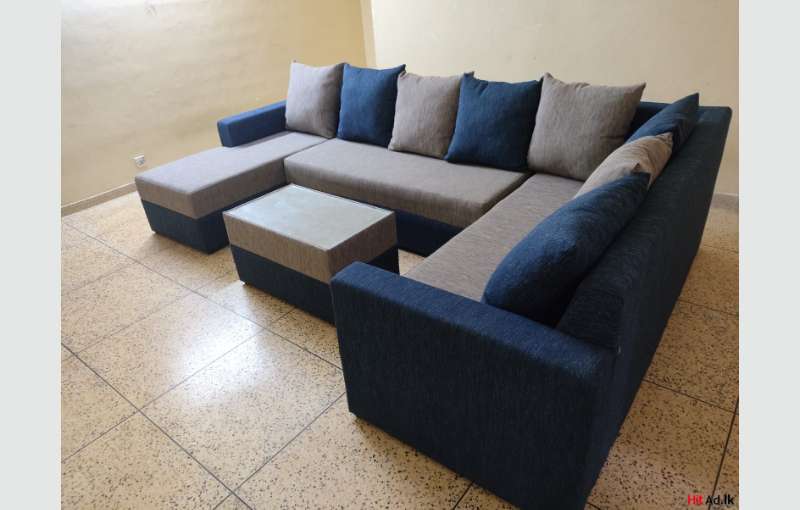 Almost New Crystal Milan U Shape Sofa Set With Free Coffee Table 