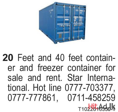 20 Feet and 40 feet container and freezer 