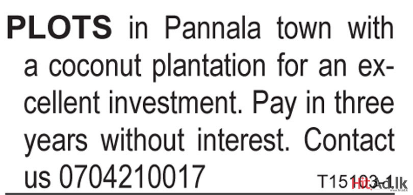 Plots in Pannala town with a coconut plantation 