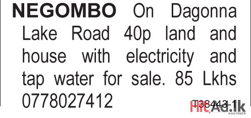 40p land and house with electricity and tap water for sale.
