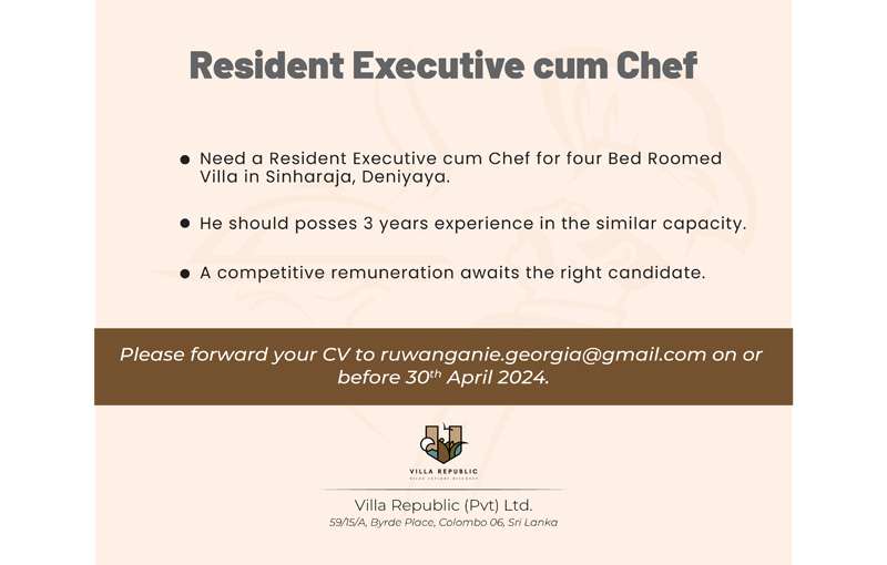 Resident Executive cum Chef 