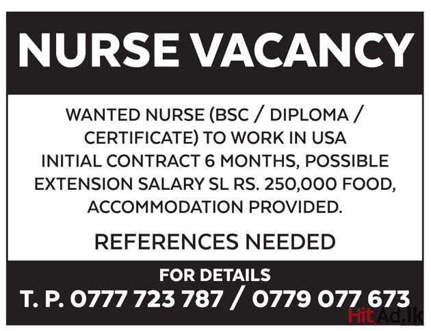 Vacancy for Nurse