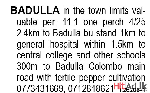 Badulla in the town limits