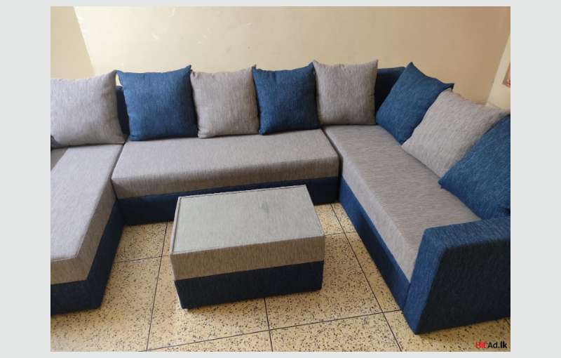 Almost New Crystal Milan U Shape Sofa Set With Free Coffee Table 