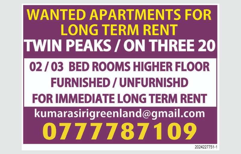 Wanted Apartments for Long Term Rent Twin Peaks / on Three 20