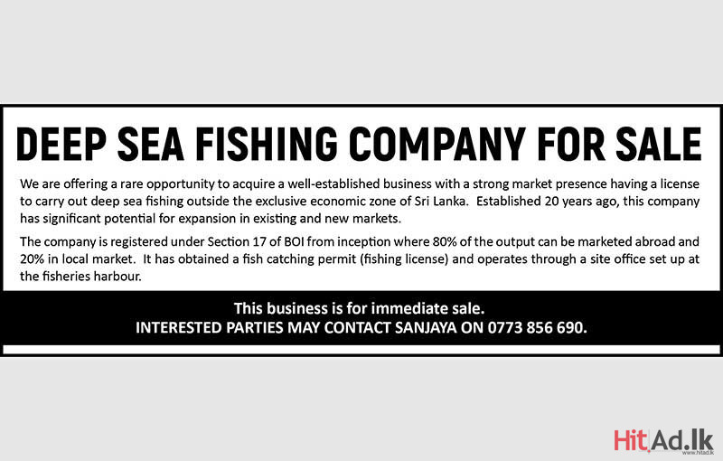 Deep Sea Fishing Company for Sale