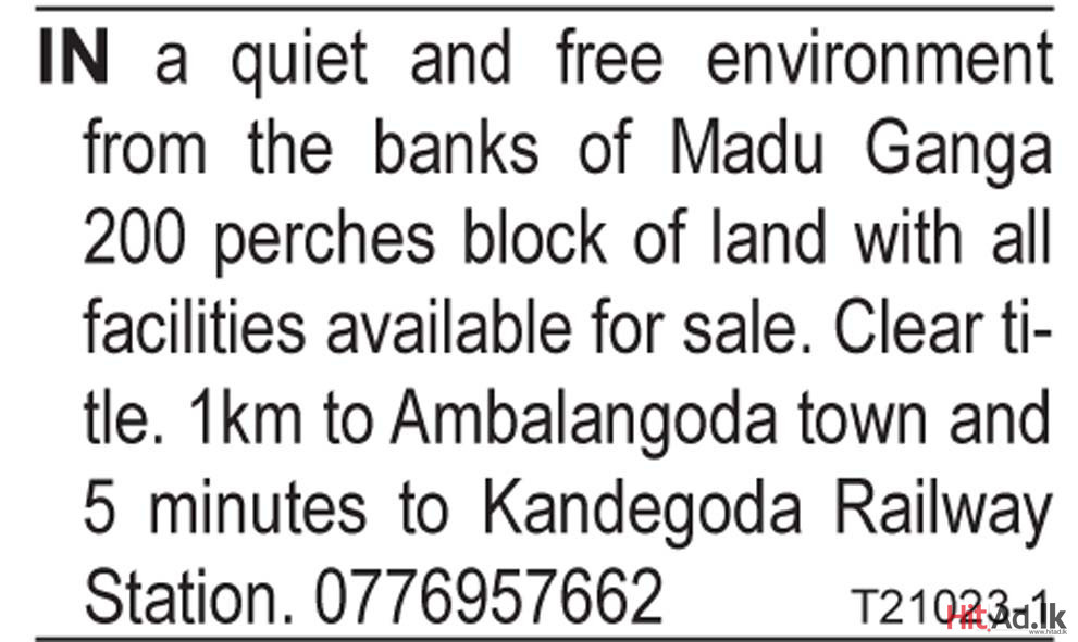 200 perches block of land with all facilities available for sale. Clear title.