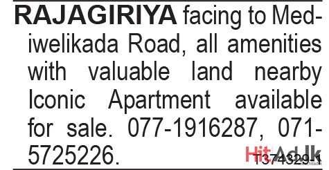 Rajagiriya-  Apartment available for sale