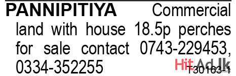 Pannipitiya Commercial Land with House