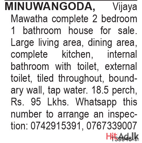 Minuwangoda House for sale