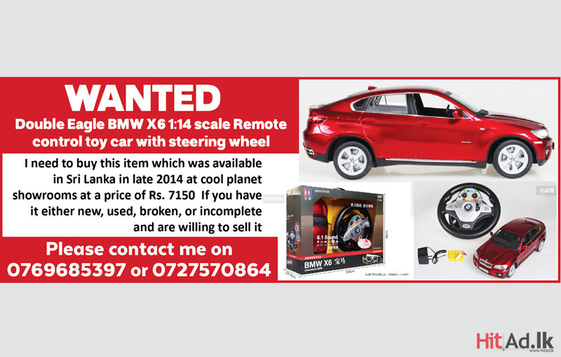 Wanted -Double Eagle BMW X61:14 scale Remote control toy car with steering wheel 