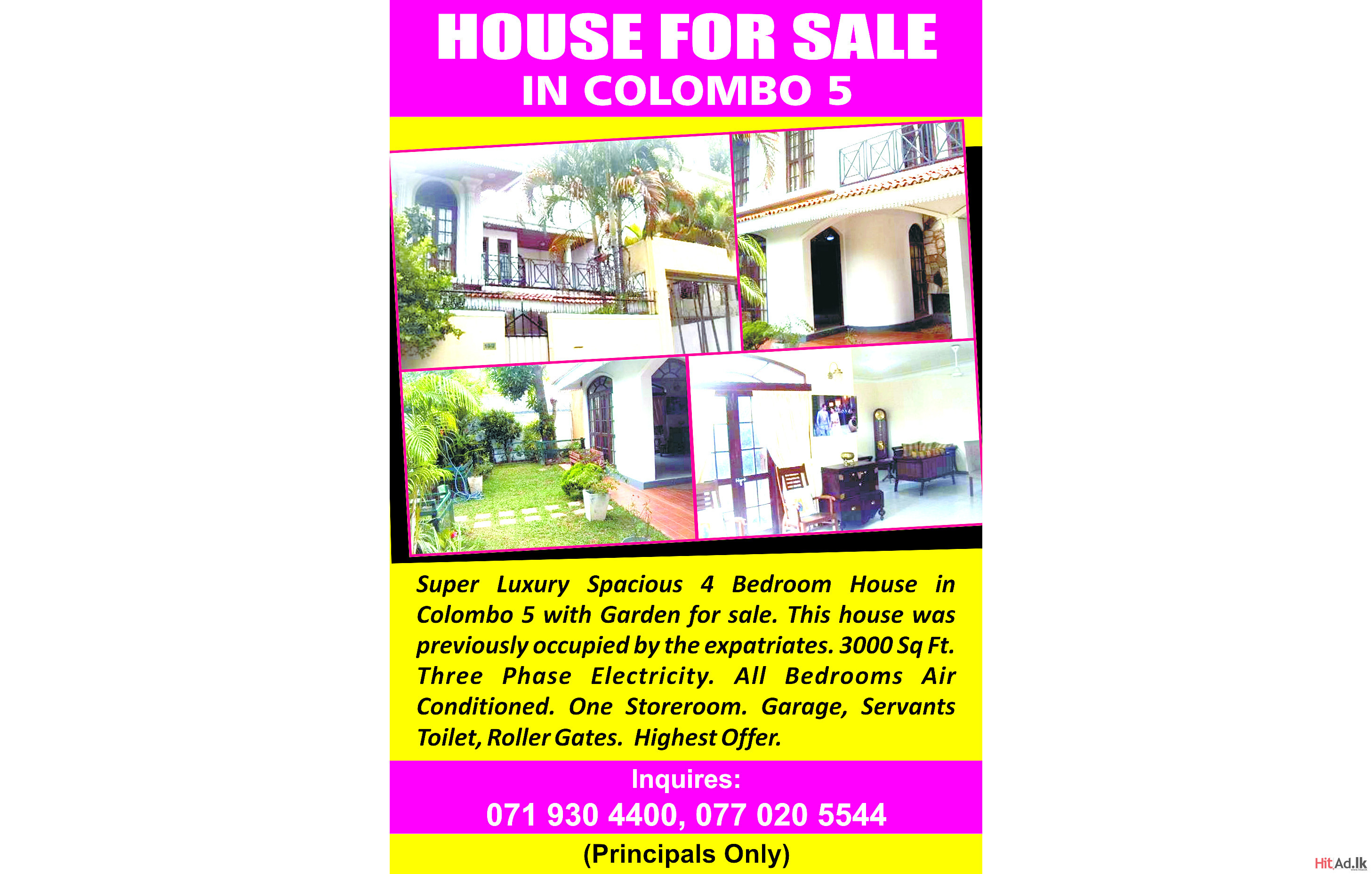 Hitad.lk House for Sale In Colombo 5