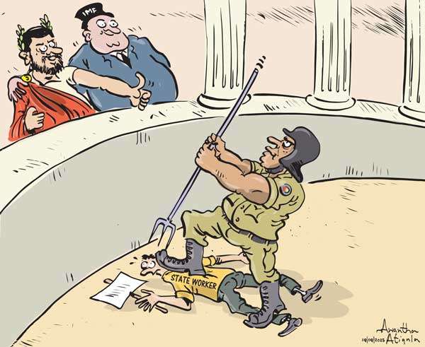 Cartoon of the Day 19-09-2025: The Arena of Austerity - When Workers Become Gladiators