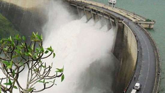 Two spill gates of Laxapana reservoir opened