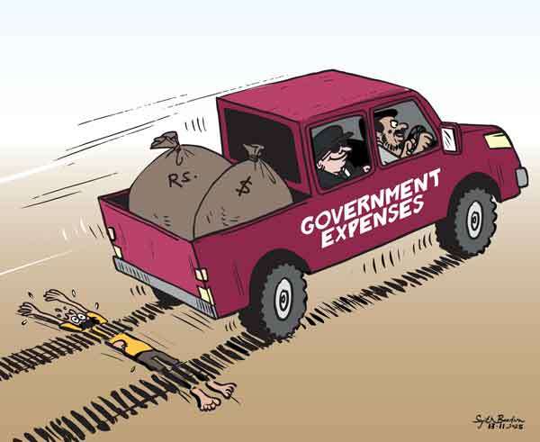 Cartoon of the Day 13-11-2025: When the Weight of the State Rolls Forward - A Neutral Reflection on Public Spending and Its Human Impact