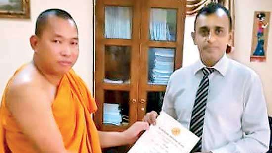 Ven. Ratan Bikas Chakma receives Doctorate in Philosophy