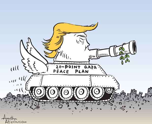 Cartoon of the Day 07 -10-2025: A Peace Plan on Tank Treads
