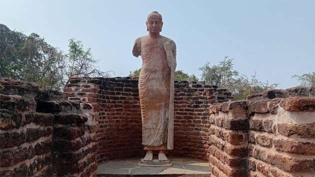 Ancient Sinhala Vihare emerges from Lake Island in Andra Pradesh