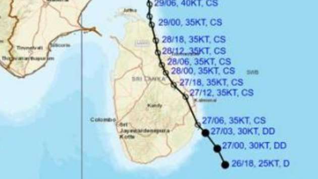 Deep depression moving away from Sri Lanka