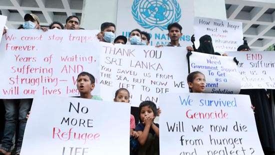 Rohingya refugees protest...