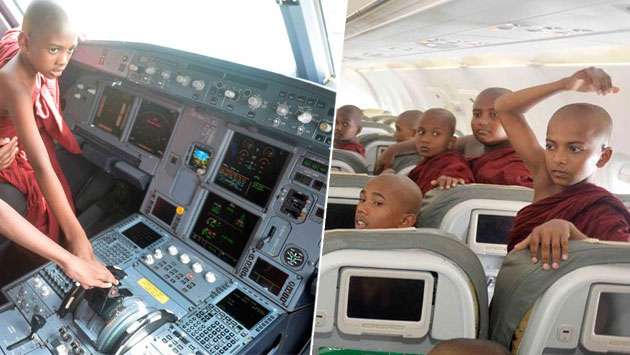 SriLankan Airlines delights Samanera monks