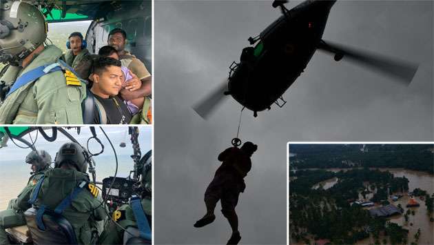 Indian Navy helicopters engage in rescue operation