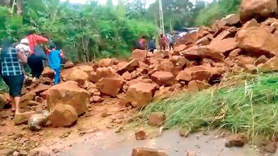 Walapone road obstructed due to rockslide