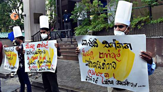 Hotel workers in protest...