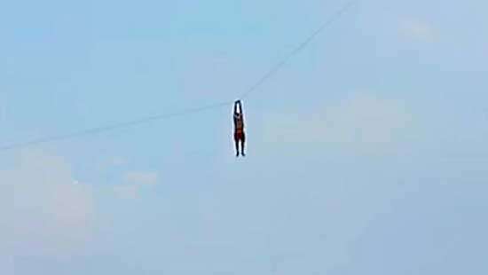 Giant kite carries youth into air in Point Pedro