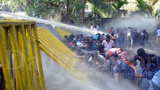 Students protest tear-gassed