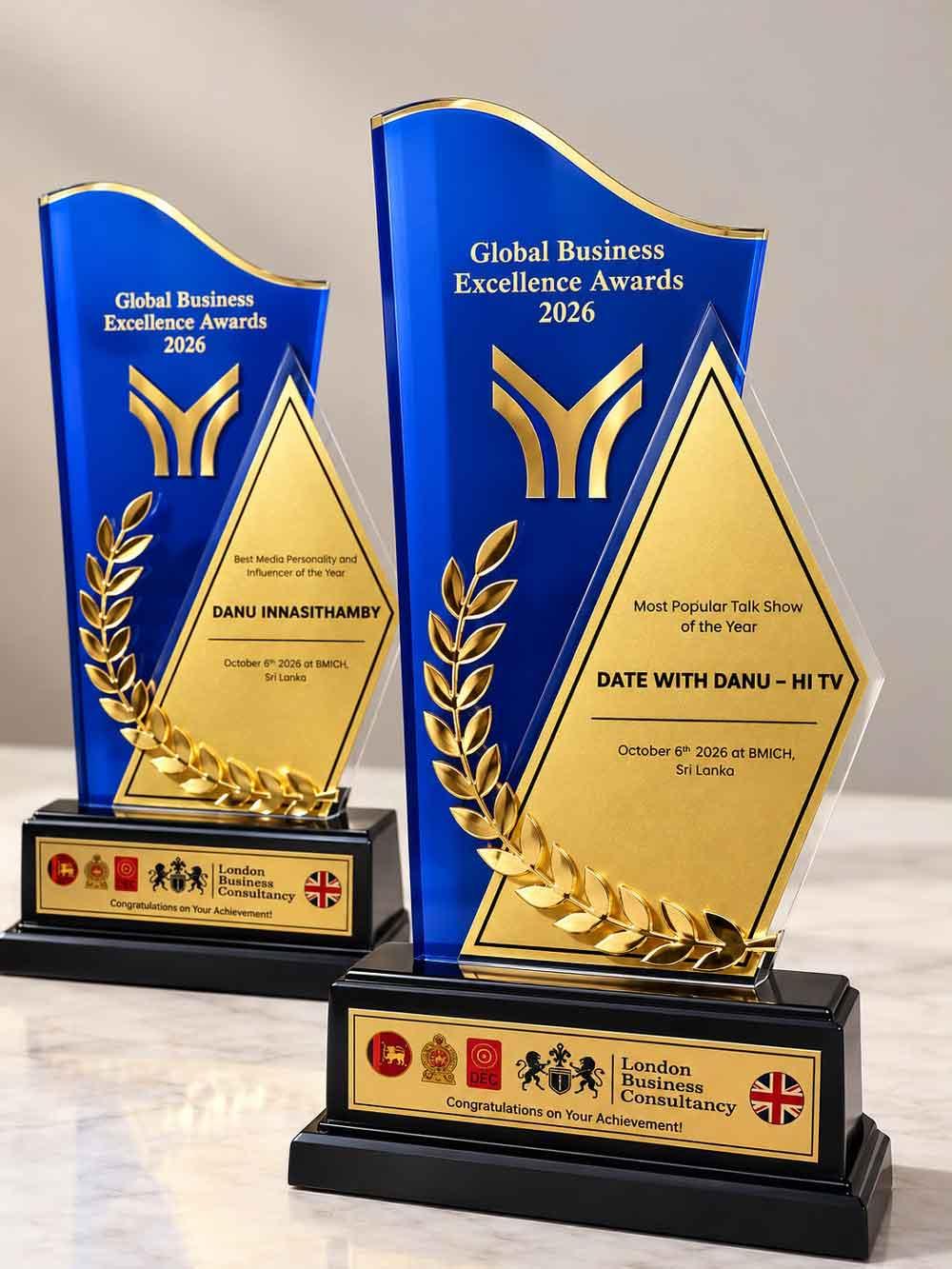 Danu Innasithamby at the Global Business Excellence Awards 2026