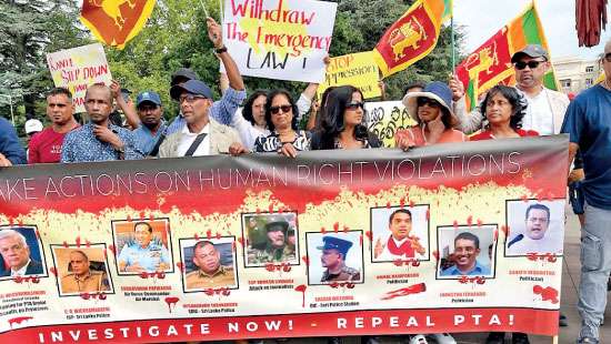 Take action against human rights violations in SL; Sri Lankans in Europe protest at Geneva